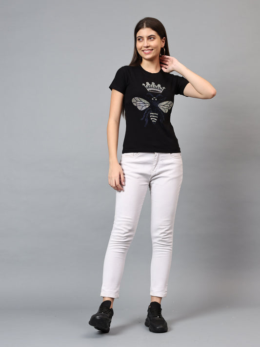 Women Luxury Cotton T-Shirts (BUTTERFLY)