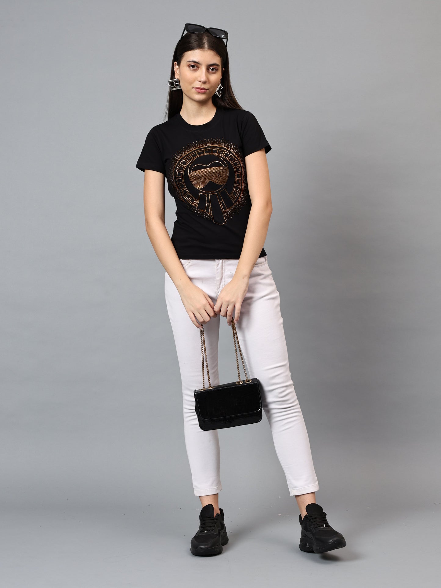 Women Luxury Cotton T-Shirts (GLASSES)